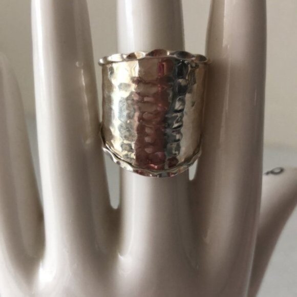 Seed & Sage ATI Sterling Silver 925 Wide Hammered Band Ring Mexico Sz. 9 - Picture 5 of 16